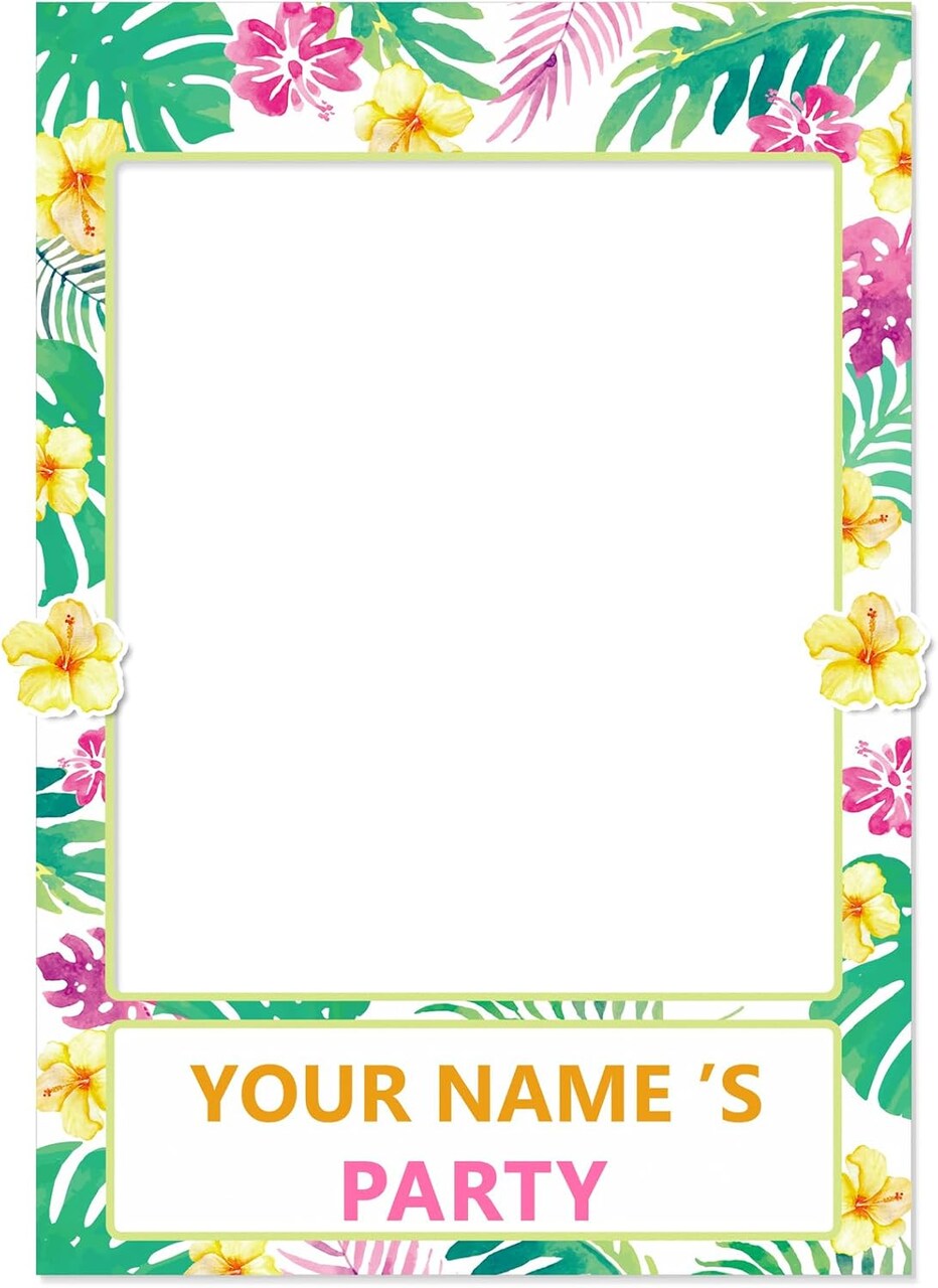 2 in 1 Luau Photo Booth Props Frame Party Supplies: Hawaiian Tropical Tiki Birthday Baby Shower Bridal Shower Wedding Decorations (Assembly Needed)